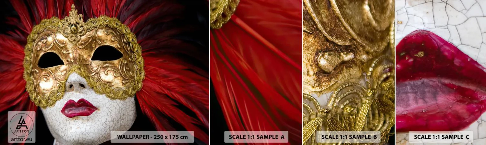 Vzorka Fototapeta Standard Eco - Sľub karnevalového dobrodružstva - Benátska maska, Kus, Benátky - 100x30 cm