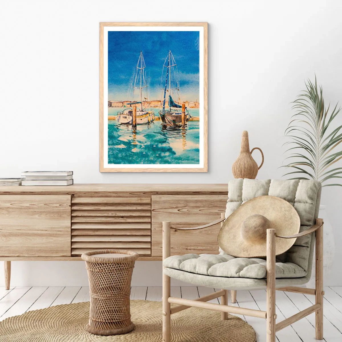 Plagát v ráme zo svetlého duba - Slnečná lagúna - 40x50 cm