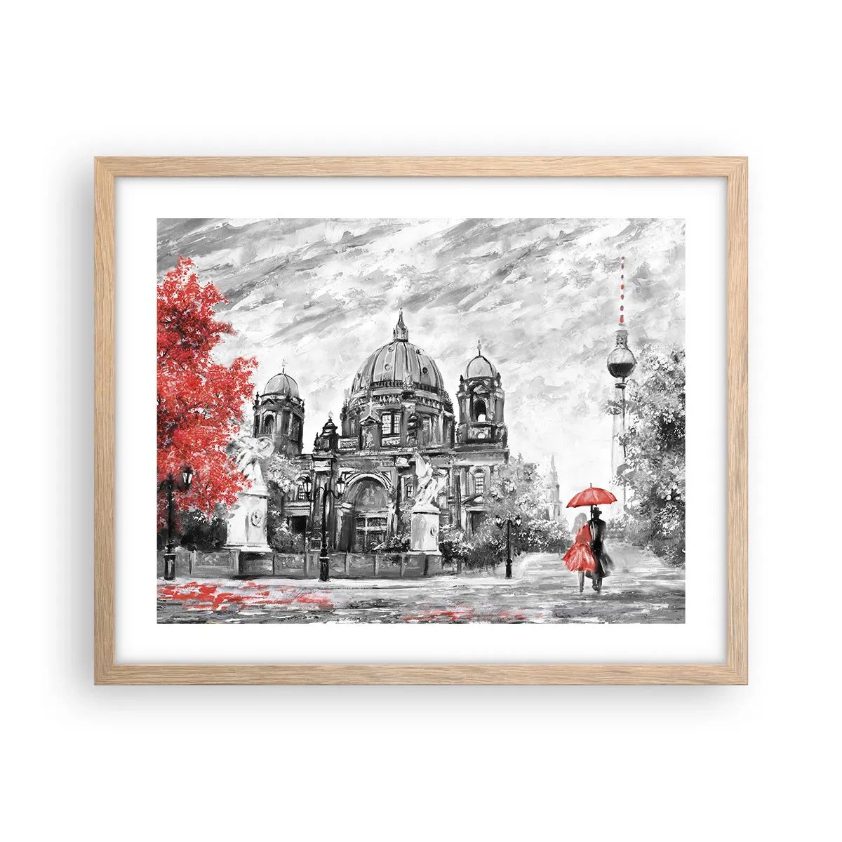 Plagát v ráme zo svetlého duba - Berlínske stretnutie - 50x40 cm