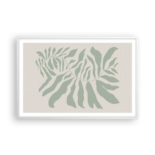 Plagát v bielom ráme - Smaragdová vetva - 91x61 cm