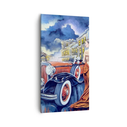 Obraz na plátne - Nokturno v modrej a koralovej - 55x100 cm