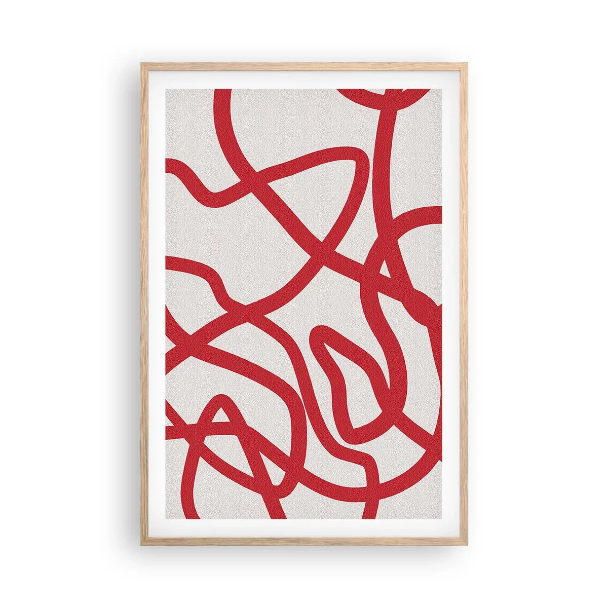 Plagát v ráme zo svetlého duba - Červené na bielom - 61x91 cm