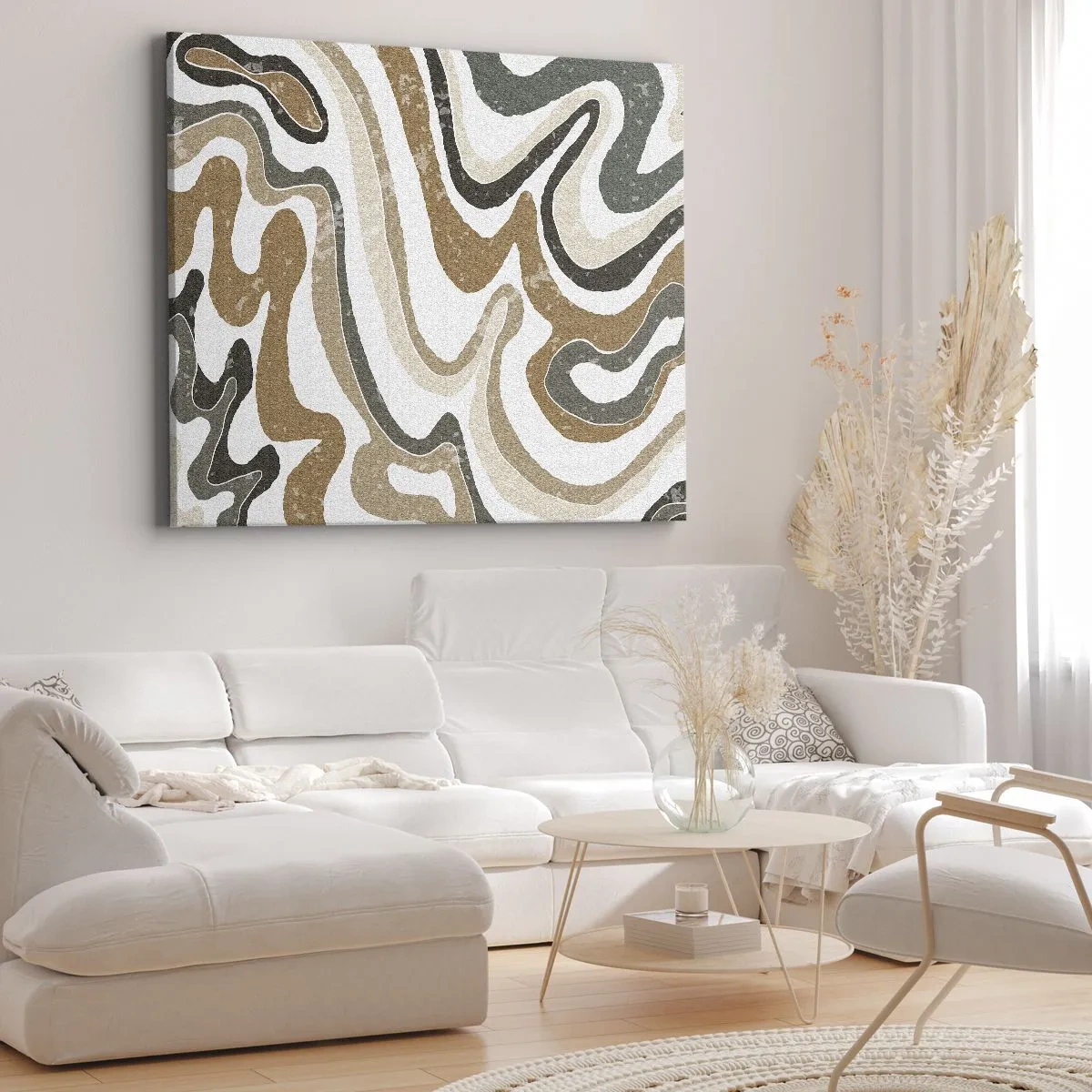Obraz na plátne - Zemité vzory v odtieňoch hnedej a zelenej - 70x50cm - Meandre zemitých farieb - Moderná nástenná dekorácia do obývacej izby a spálne ARTTOR