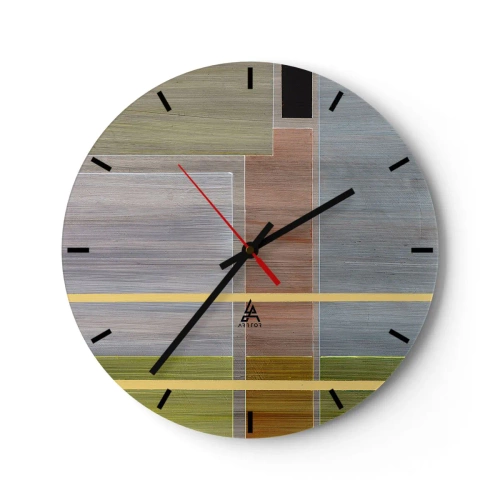 Nástenné hodiny - Farebné obdĺžniky v horizontálnom a vertikálnom usporiadaní - 30x30cm - Jednoducho a v kľude - Moderná nástenná dekorácia do obývacej izby, kuchyne a spálne ARTTOR