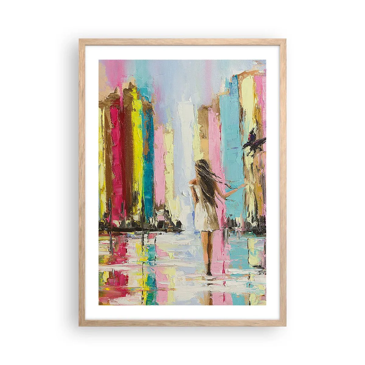 Plagát v ráme zo svetlého duba - Poď so mnou - 50x70 cm