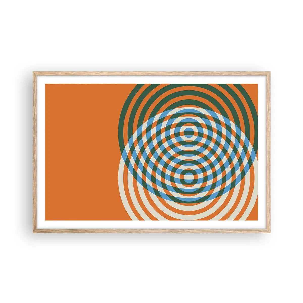 Plagát v ráme zo svetlého duba - Abstraktná kruhová variácia - 91x61 cm