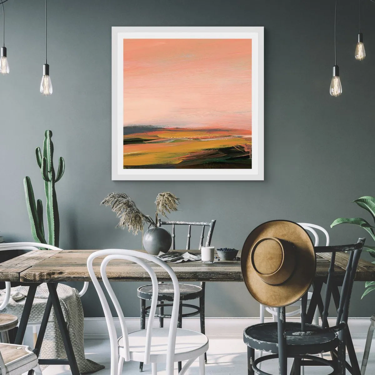 Plagát v bielom ráme - V ružových tónoch - 50x50 cm