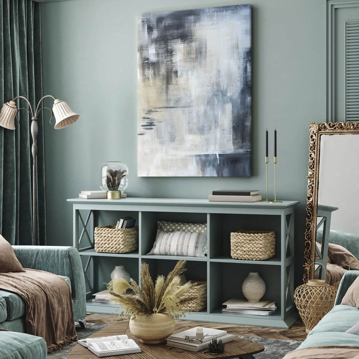 Obraz na plátne - Za závojom modrej - 45x80 cm