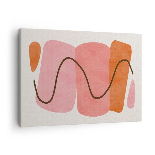 Obraz na plátne - Abstraktné tvary v ružových a oranžových odtieňoch - 70x50cm - Jemný pohyb foriem - Moderná nástenná dekorácia do obývacej izby a spálne ARTTOR