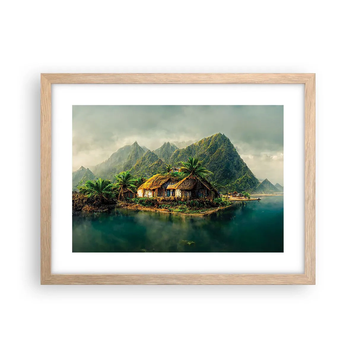 Plagát v ráme zo svetlého duba - Tropický raj - 40x30 cm