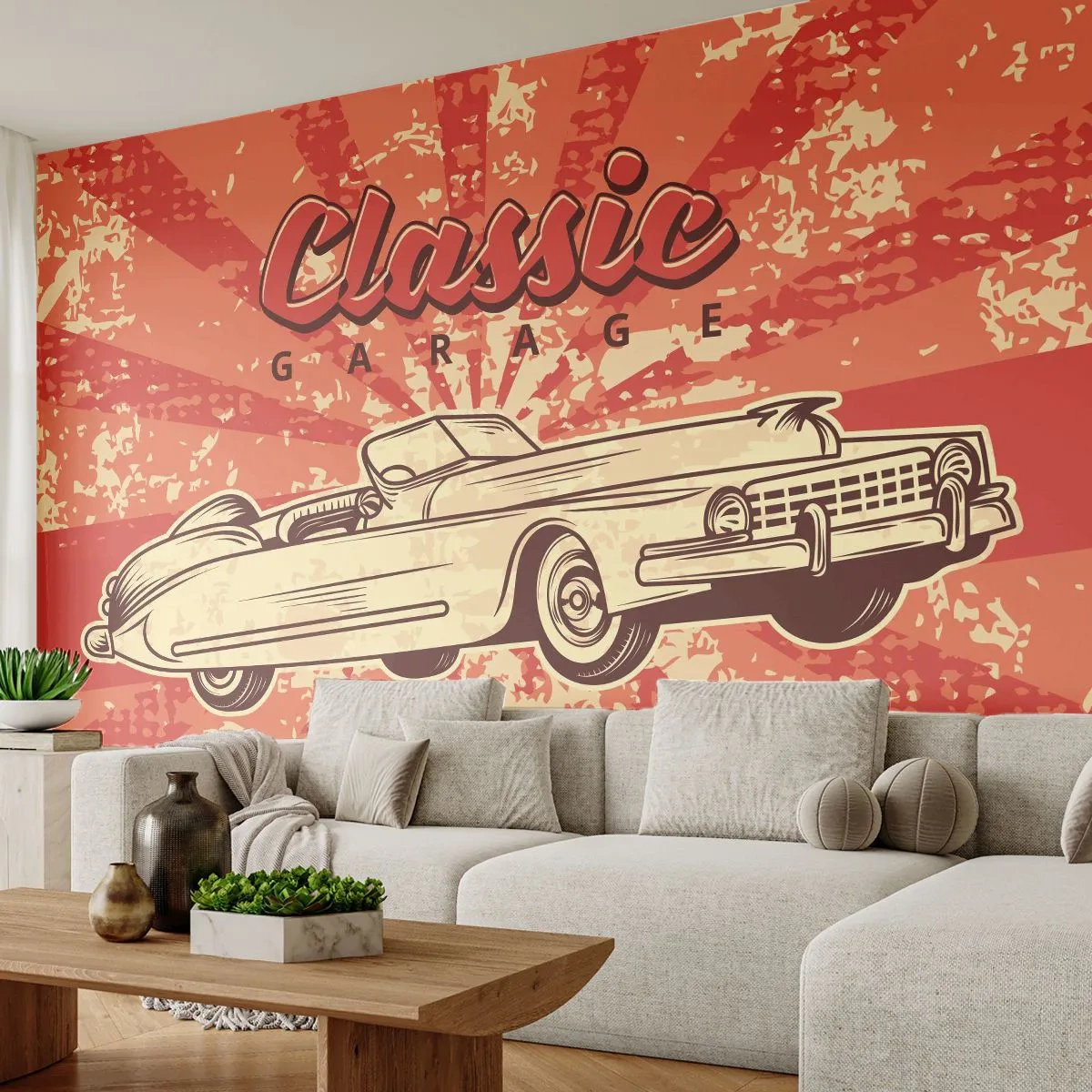 Samolepiaca Fototapeta Deluxe Sticker - V rádiu je Elvis - Auto, Kabriolet, Cestuje - 250x175 cm