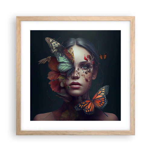 Plagát v ráme zo svetlého duba - Nádherná metamorfóza - 40x40 cm