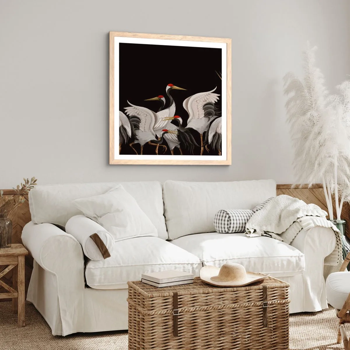 Plagát v ráme zo svetlého duba - Vtáčie záležitosti - 50x50 cm