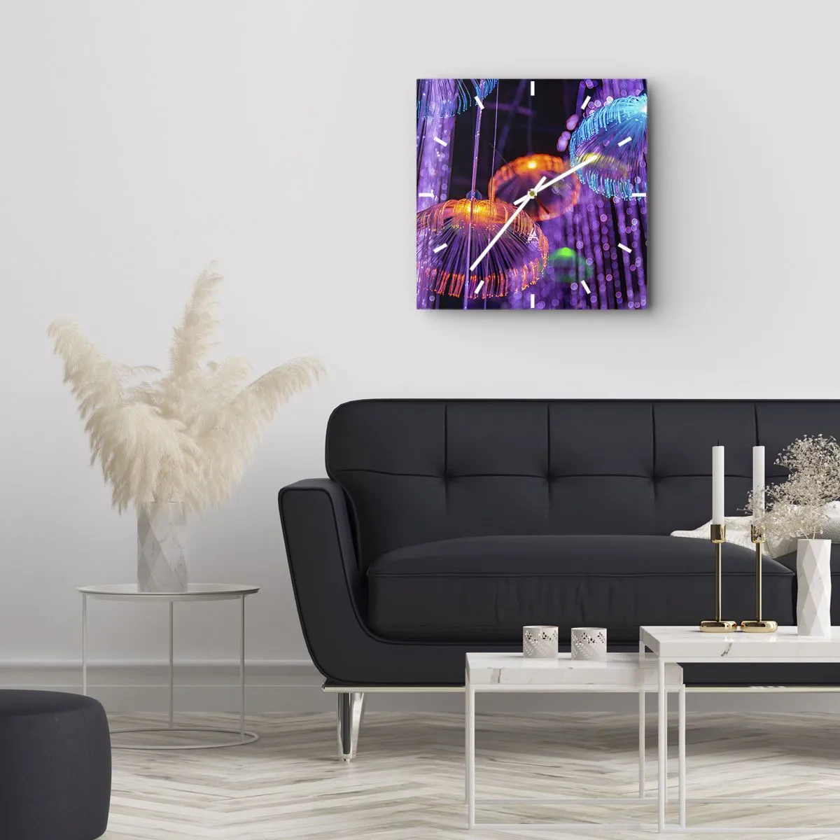 Nástenné hodiny - Svetelná fontána - 40x40 cm