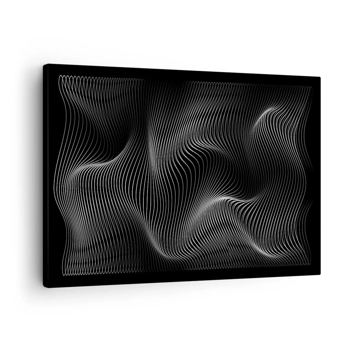 Obraz na plátne - Abstraktné biele čiary na čiernom pozadí - 70x50cm - Tanec svetla v priestore - Moderná nástenná dekorácia do obývacej izby a spálne ARTTOR