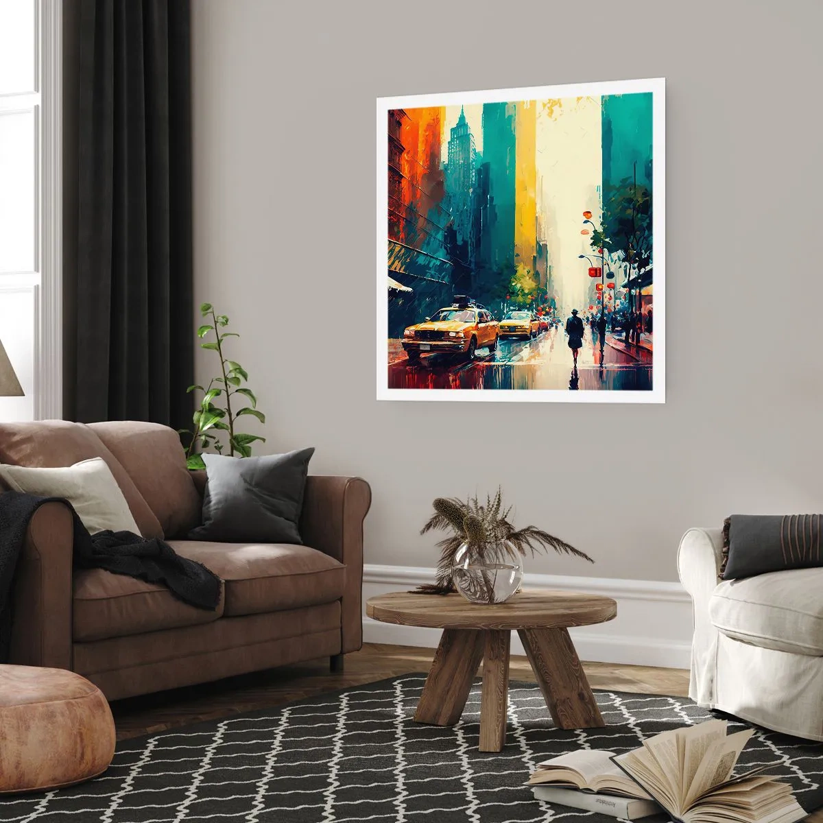 Plagát - New York – tu je aj dážď farebný - 40x40 cm