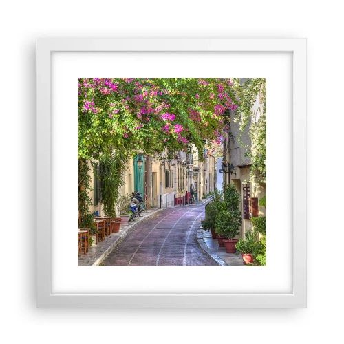 Plagát v bielom ráme - Kvitnúce zákutie - 30x30 cm