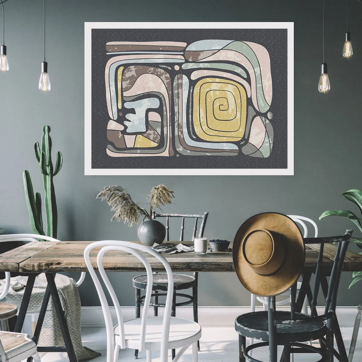 Plagát - Abstrakcia v predkolumbovskom duchu - 70x50 cm