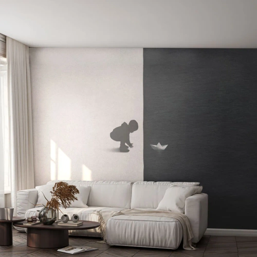 Fototapeta Premium Canvas - Veľká výprava - Kid, Čierna a biela, Voda - 200x140 cm