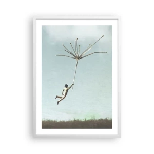 Plagát v bielom ráme - Lietajúca púpava - 50x70 cm
