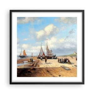 Plagát v čiernom ráme - Po úspešnom rybolove - 50x50 cm