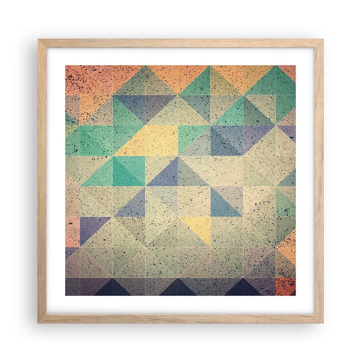 Plagát v ráme zo svetlého duba - Republika trojuholníkov - 50x50 cm