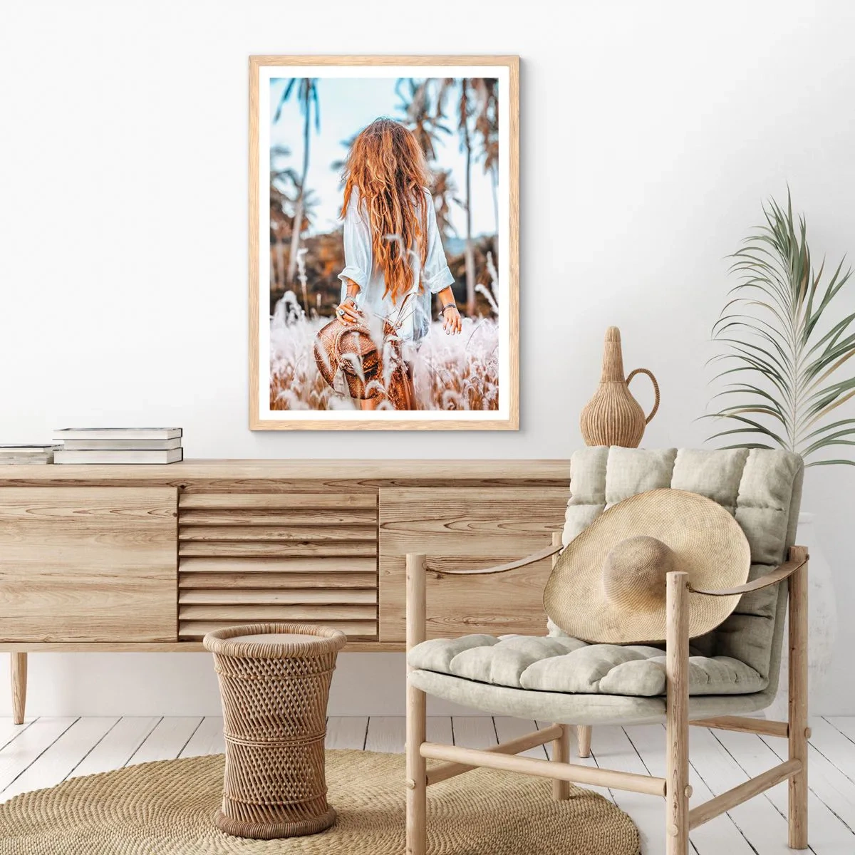 Plagát v ráme zo svetlého duba - Zrodená z trávnej páperie - 70x100 cm