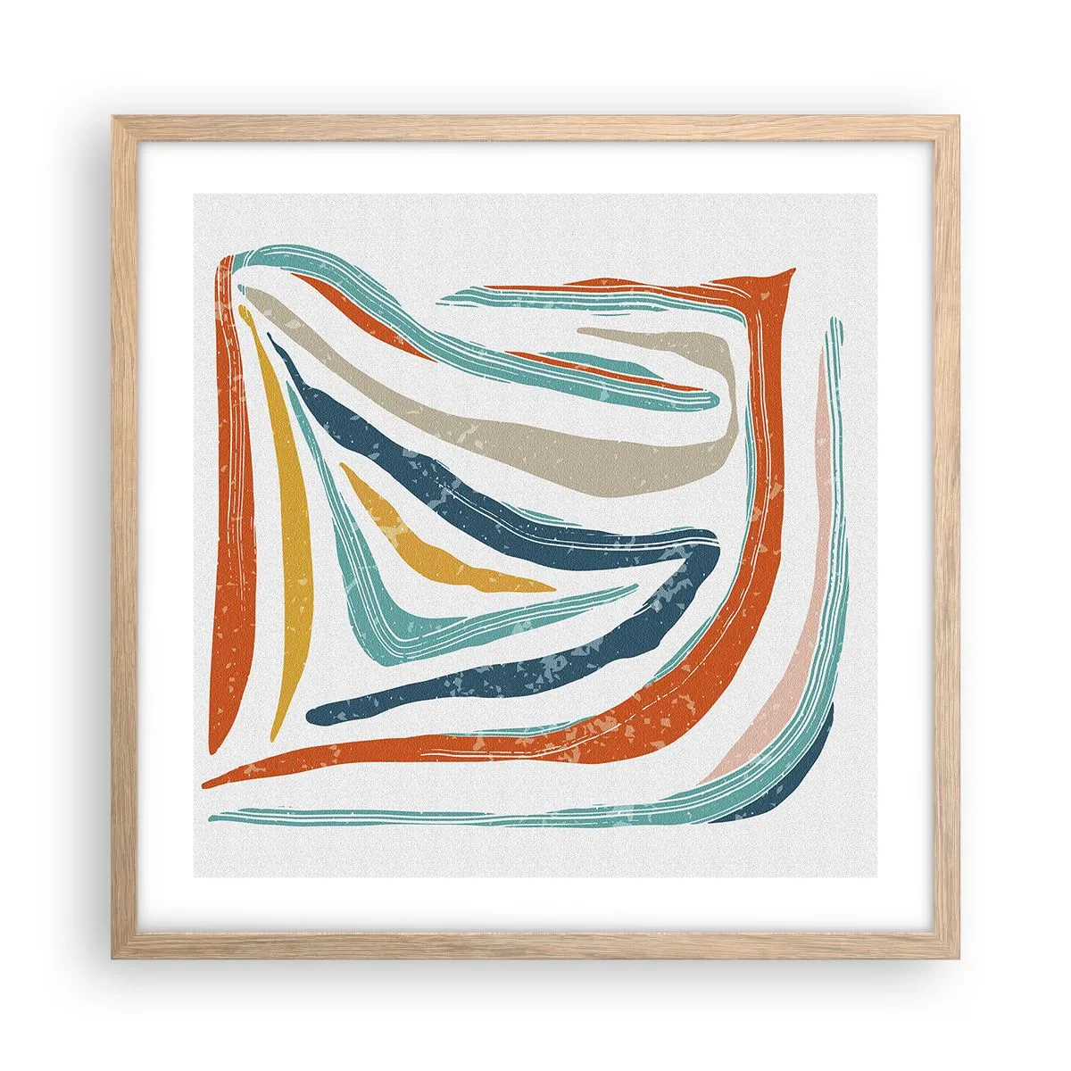 Plagát v ráme zo svetlého duba - Priateľsky usmievavá abstrakcia - 50x50 cm