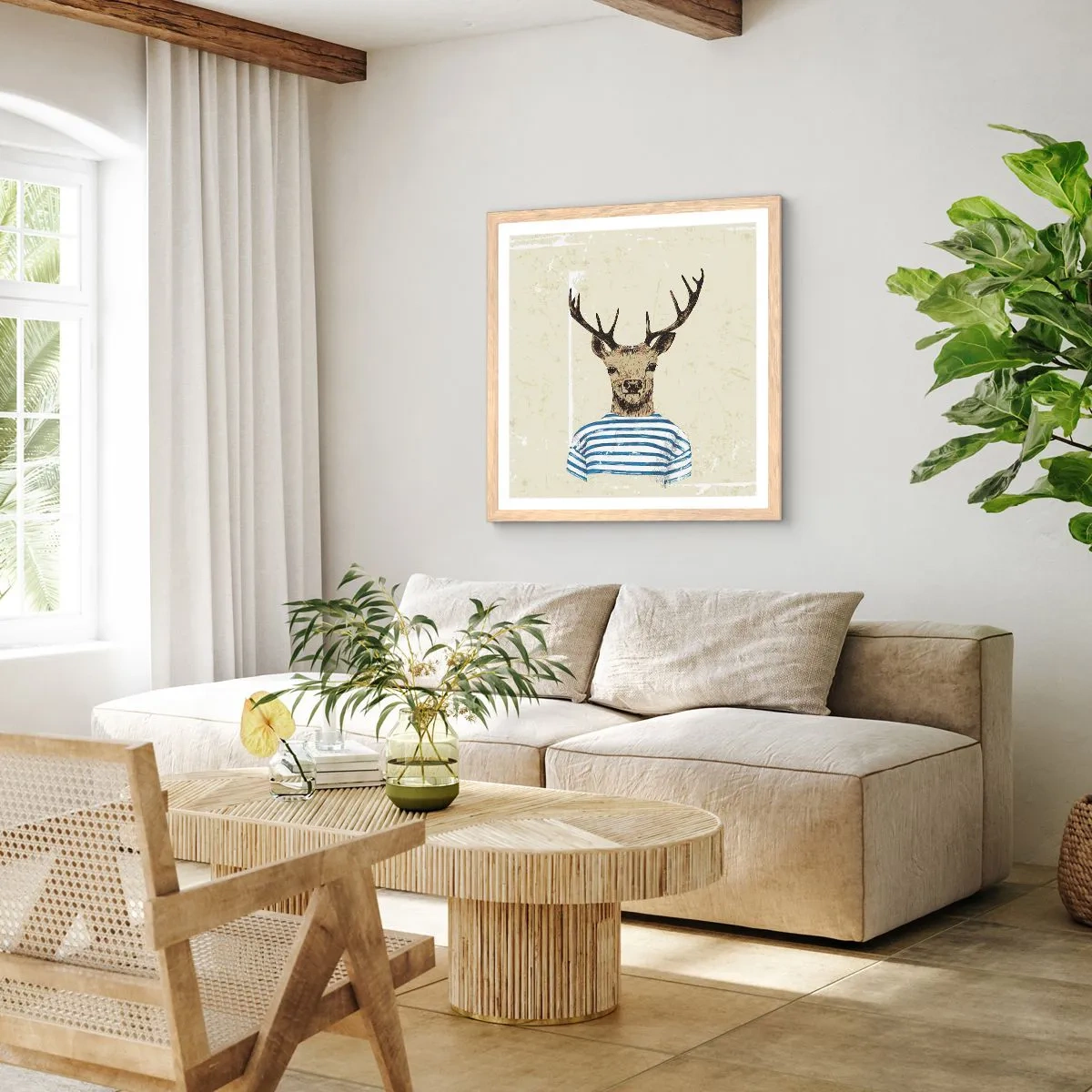 Plagát v ráme zo svetlého duba - Pretože mám rád pruhované košele! - 60x60 cm