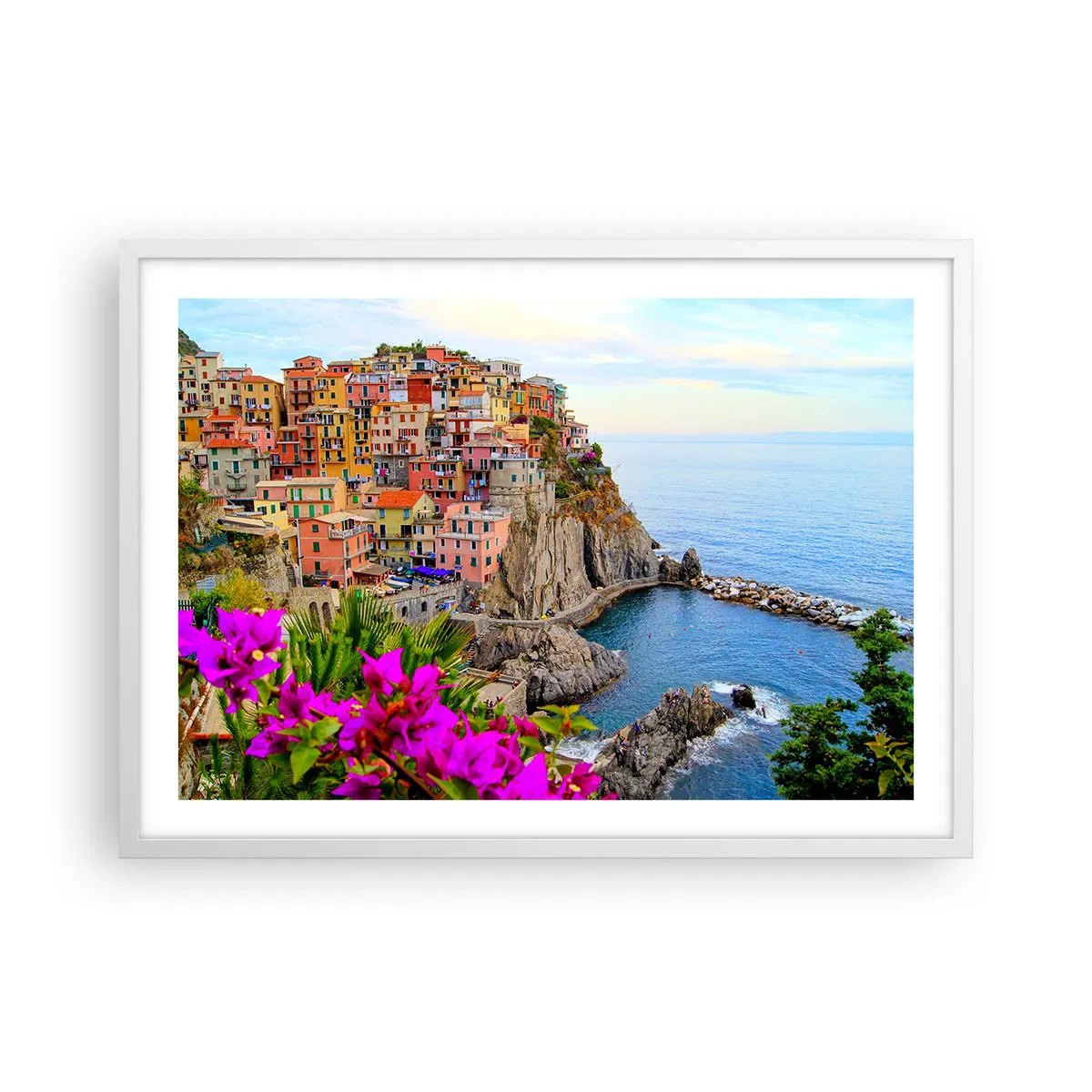 Plagát v bielom ráme - Usmievavé mesto - 70x50 cm