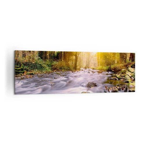 Obraz na plátne - Malachit v strieborno-zlatej podobe - 160x50 cm