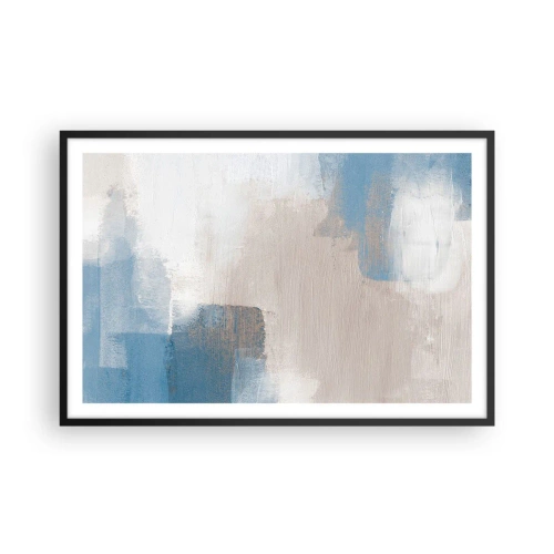 Plagát v čiernom ráme - Ružová abstrakcia za modrým závojom - 91x61 cm