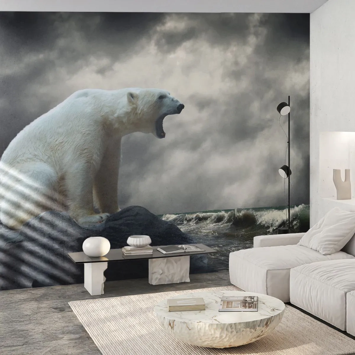 Samolepiaca Fototapeta Deluxe Sticker - Samotný kráľ Arktídy - Zvieratá, Ľadový medveď, oceán - 250x175 cm