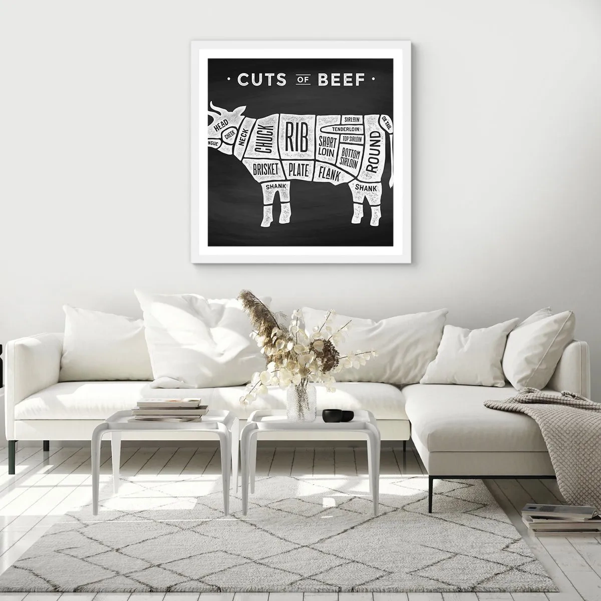 Plagát v bielom ráme - Šlabikár mäsiara - 40x40 cm
