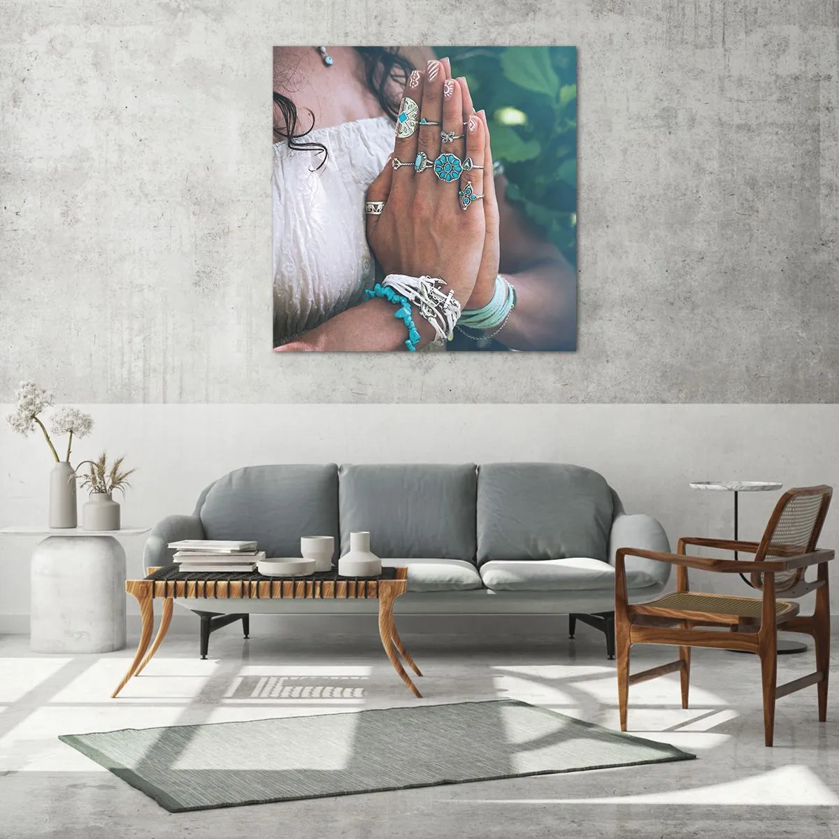 Obraz na skle - Vitajte v centre bytia - 70x70 cm