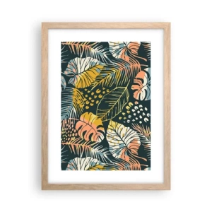 Plagát v ráme zo svetlého duba - Listová fantázia - 30x40 cm