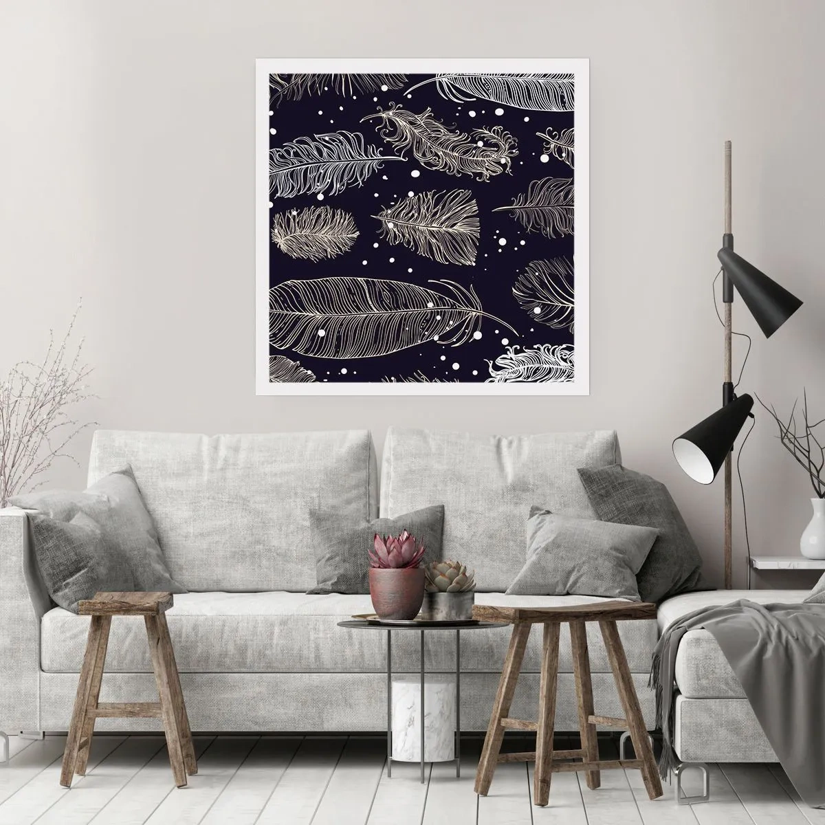 Plagát - Čipka s perím - 50x50 cm