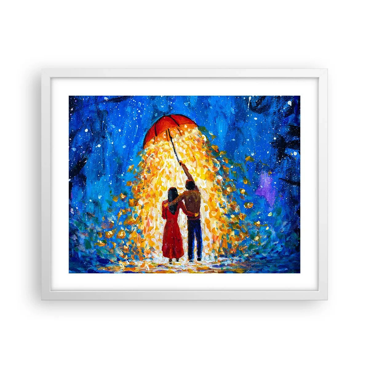 Plagát v bielom ráme - Mágia daždivého večera? - 50x40 cm