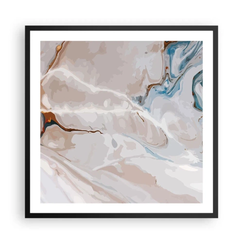 Plagát v čiernom ráme - Modré meandre pod bielou - 60x60 cm