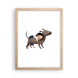 Plagát v ráme zo svetlého duba - Najlepší priatelia - 30x40 cm