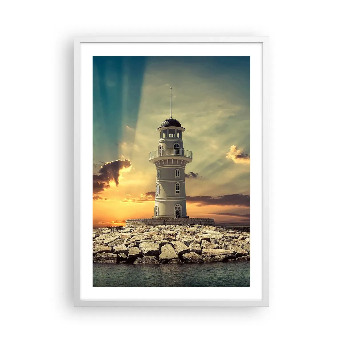 Plagát v bielom ráme - Svetlo - Dobro - Krása - 50x70 cm