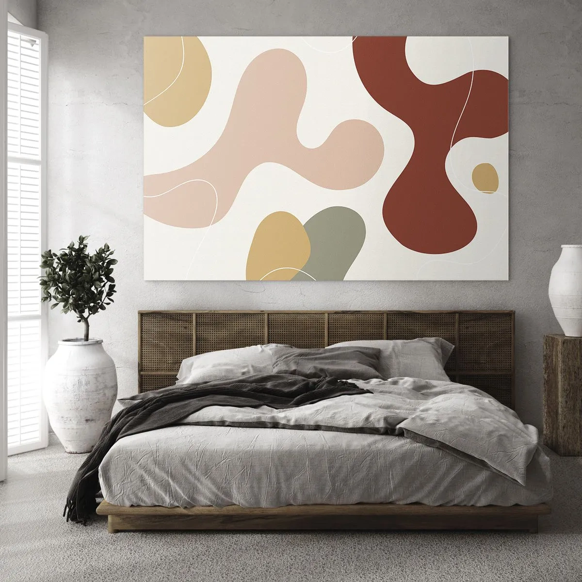 Obraz na skle - Abstraktná kompozícia organických tvarov - 70x50cm - Klikiháky - Moderná nástenná dekorácia do obývacej izby a spálne ARTTOR