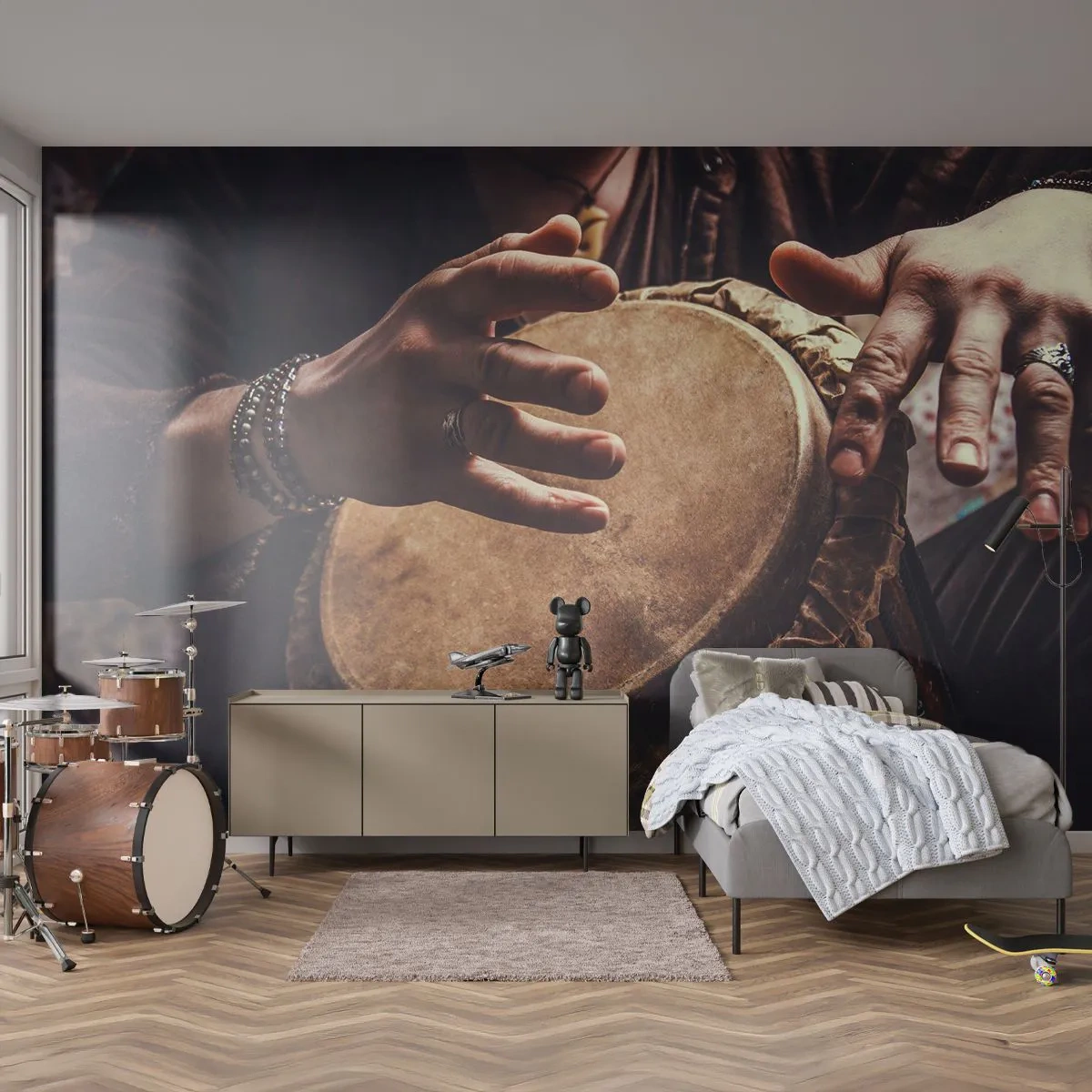 Fototapeta Premium Sand - V rytme srdca - Hra na bicie, Afriky, Hudba - 300x210 cm
