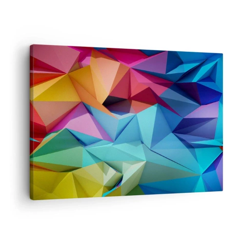 Obraz na plátne - Farebná geometrická abstrakcia v živých farbách - 70x50cm - Dúhové origami - Moderná nástenná dekorácia do obývacej izby a spálne ARTTOR