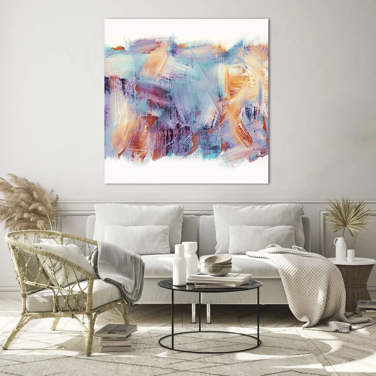 Obraz na skle - Farebný neporiadok - 40x40 cm