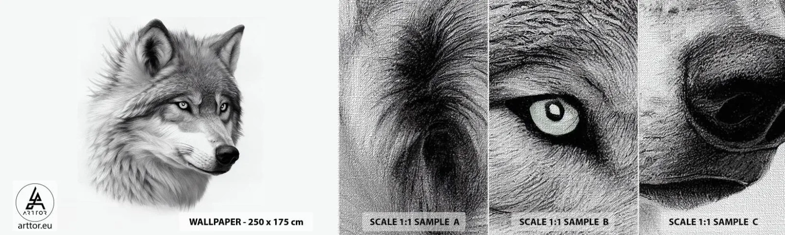 Vzorka fototapety Premium Canvas - Alfa – bezpochyby - Wolf, Zviera, škandinávsky - 100x30 cm