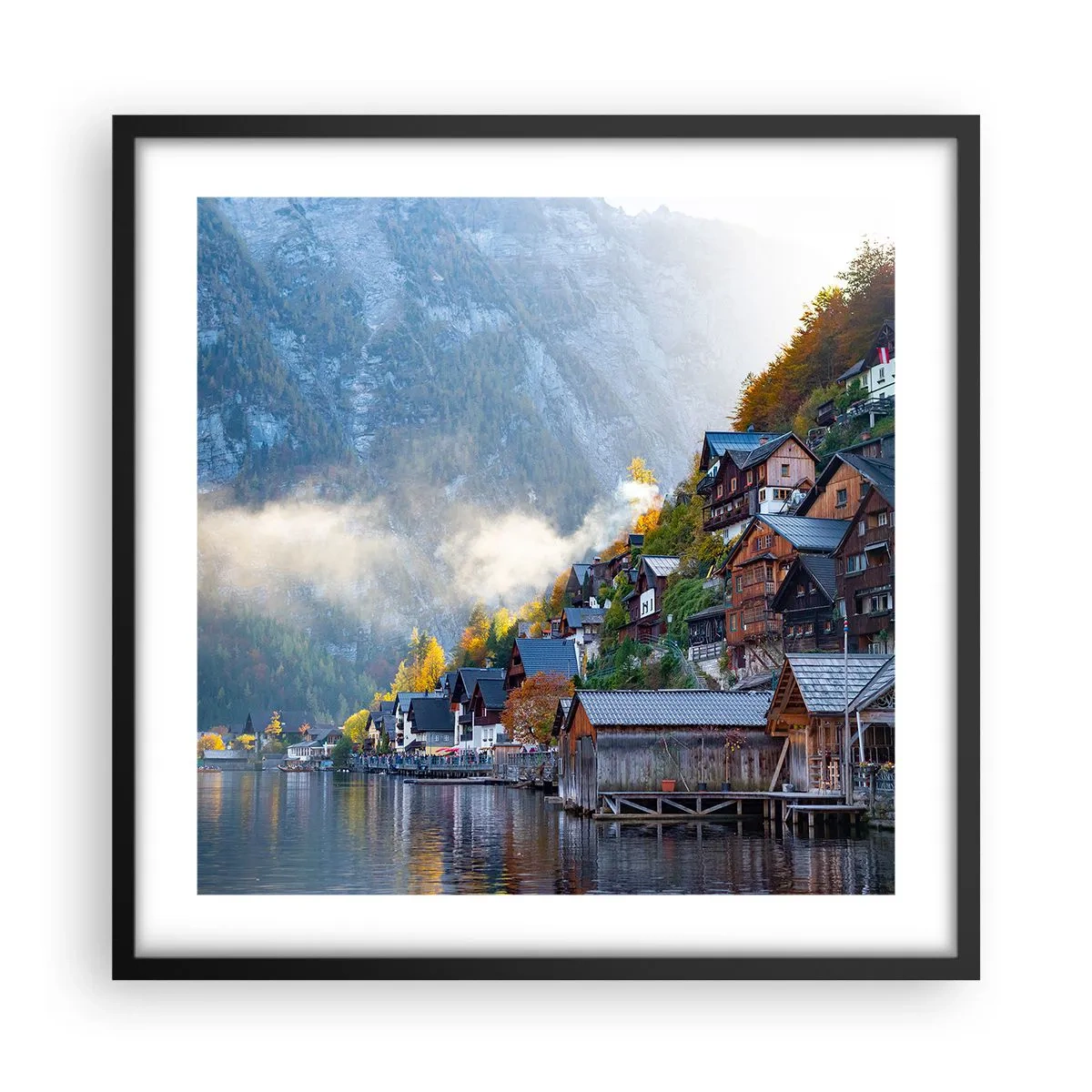 Plagát v čiernom ráme - Alpská krajina - 50x50 cm