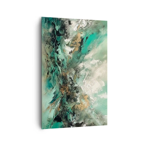 Obraz na plátne - Smaragdovočierne vlnobitie - 80x120 cm