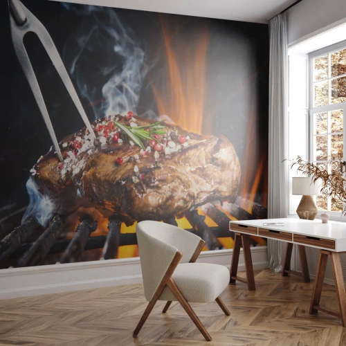 Samolepiaca Fototapeta Deluxe Sticker - Šťavnaté a voňavé - Gastronómia, steak, Gril - 200x140 cm