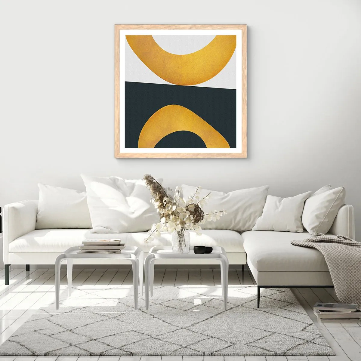 Plagát v ráme zo svetlého duba - Po prvé: zlato - 60x60 cm